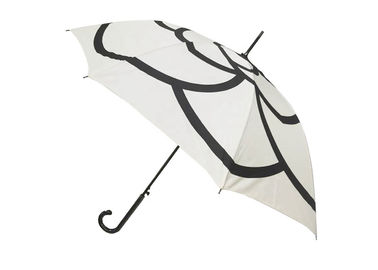백색 콤팩트 J 지팡이 우산, 숙녀 자동적인 우산 설명서 마지막