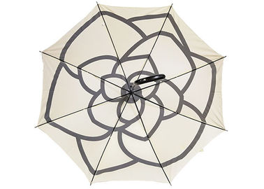 백색 콤팩트 J 지팡이 우산, 숙녀 자동적인 우산 설명서 마지막