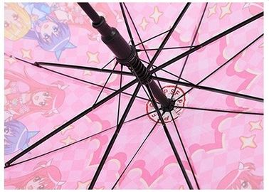 자동 소녀 아이 플라스틱 컵을 가진 분홍색 우산 8mm 금속 갱구 길이 70cm