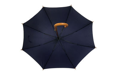 비 빛 날씨를 위한 튼튼한 망 감색 우산 나무로 되는 구부려진 손잡이
