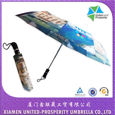 방수 금속성 리브 8 밀리미터 샤프트 3 배 자동 우산