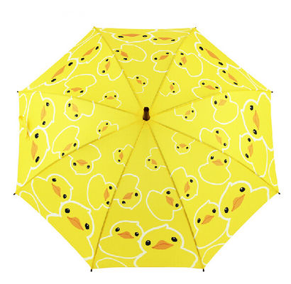 아이들 귀여운 노란 오리 Ｊ 핸들 콤팩트 골프 우산