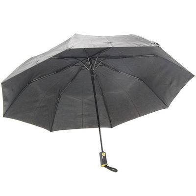 오픈-클로우즈 8 밀리미터 금속축 3 접식 우산 흑색 컬러 방풍 자동장치
