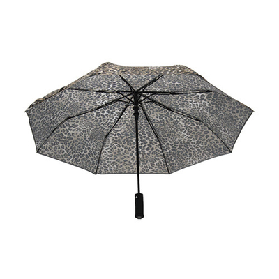 8mm 금속 갱구를 가진 자동 열려있는 수동 닫기 3 접히는 표범 인쇄 우산