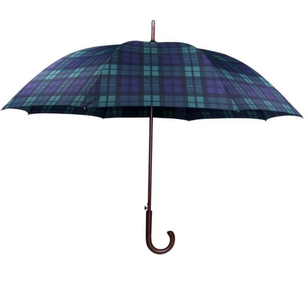 103cm 190T 명주 깅엄 나무 J 스틱 우산