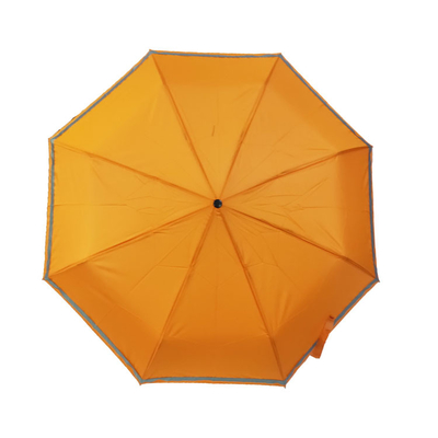 나무 손잡이가있는 3 접는 수동 개방형 21in 방풍 우산