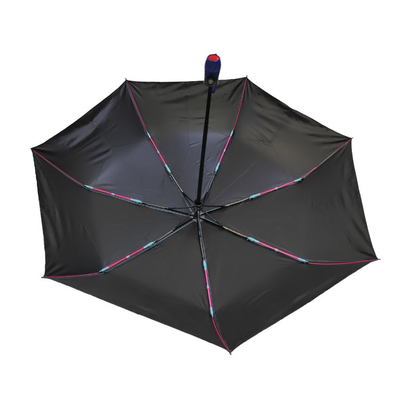 검은 색 코팅이있는 자동 열기 닫기 태양 차단 3 접는 우산