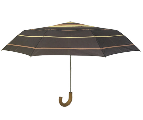 수동 오픈 나무 J 핸들 190T 폴리에스터 접이식 우산