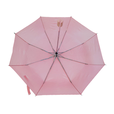 수동 오픈 휴대용 3 접는 명주 패브릭 우산