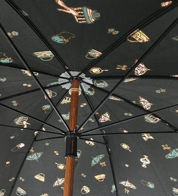 풀 컬러 인쇄를 가진 190T 명주 수동 열려있는 나무로 되는 갱구 우산