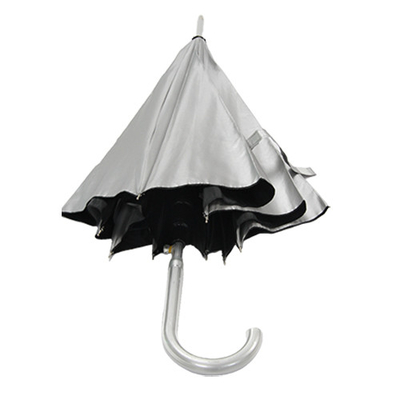 J 손잡이가있는 8mm 금속 샤프트 명주 UV 코팅 우산