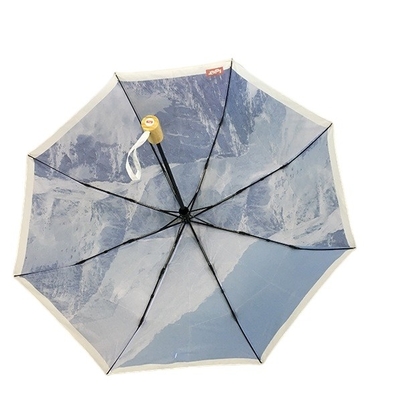 대나무 손잡이를 가진 디지털 방식으로 인쇄 금속 구조 방풍 접는 우산