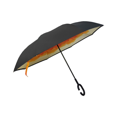 C 손잡이를 가진 가득 차있는 디지털 방식으로 인쇄 명주 반전 반전 우산