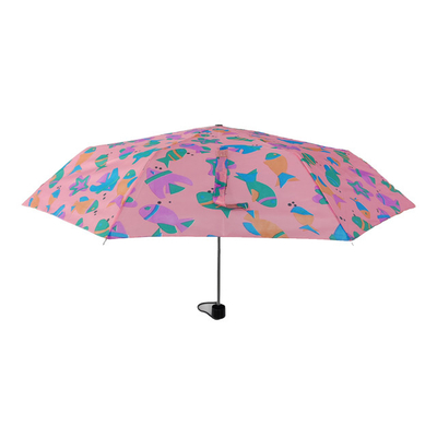 수동 열기 3 접는 우산 방수 분홍색