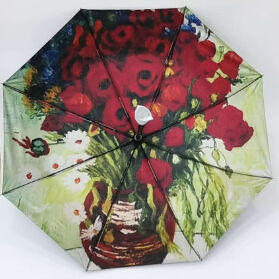 빈센트 반 고흐 아트 블랙아웃 3단 자동 여행용 우산 (UV 차단 및 자동 열고 닫기 기능, 21인치-8k)