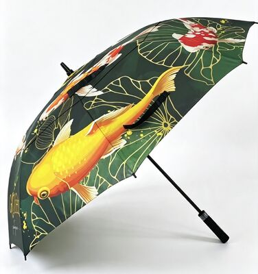 Custom Printed New Chinese Design Windproof Auto Large Size Golf Umbrella Double Canopy Outdoor