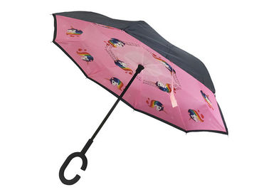 분홍색 작은 반전은 아이를 위해 인쇄된 우산 고무 손잡이 Unicon를 거꾸로 했습니다