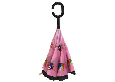 분홍색 작은 반전은 아이를 위해 인쇄된 우산 고무 손잡이 Unicon를 거꾸로 했습니다