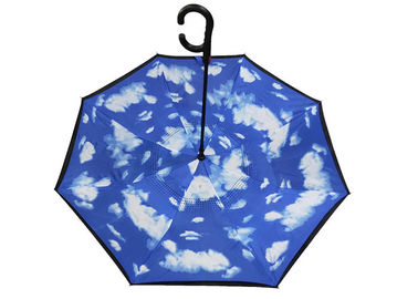 8 차 손잡이 섬유유리를 위한 패널 견주 190T 방풍 거꾸로 한 우산은 구조를 늑골을 붙입니다