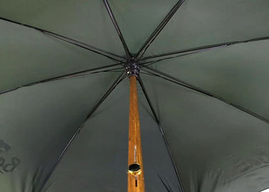 J 지팡이 나무로 되는 손잡이 우산 23 인치 금속 구조에 의하여 주문을 받아서 만들어지는 로고 디자인