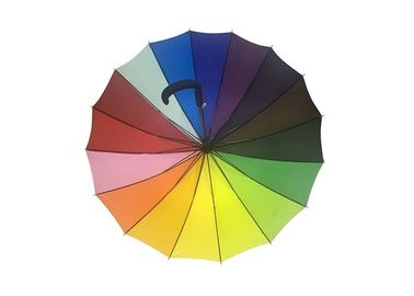 16의 늑골 무지개 색깔 선전용 골프 우산 더 강한 금속 구조