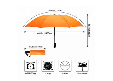 강한 접이식 반전 자동적인 여행 우산 42 인치 아크 금속 갱구
