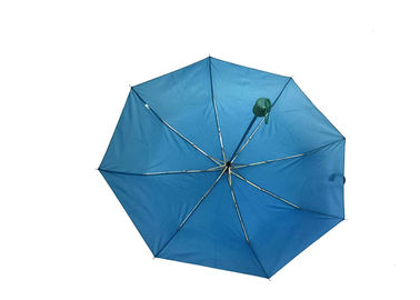 파란 접이식 우산 금속 구조 열려있는 최고 빛 J 손잡이 설명서 마지막