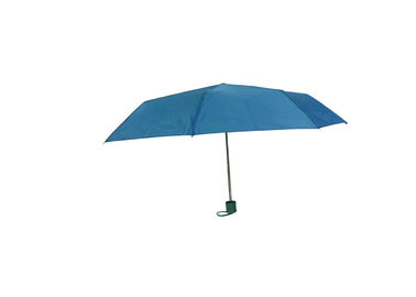 파란 접이식 우산 금속 구조 열려있는 최고 빛 J 손잡이 설명서 마지막