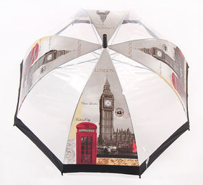 눈에 보이는 자동적인 투명한 비 우산 똑바른 구부리는 손잡이 돔 모양
