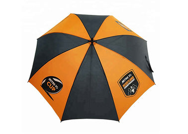 여행을 위한 주황색과 까만 조밀한 골프 우산 폴리에스테/견주 직물