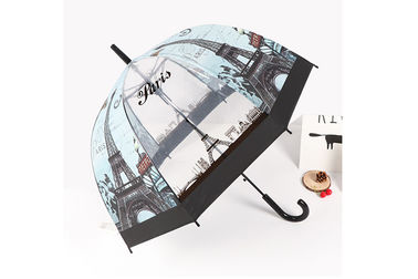 인쇄 POE 공간 돔 까만 손질을 가진 모양 우산 콤팩트 거품 우산