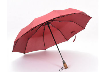 경량 자동적인 방풍 접는 우산 나무로 되는 손잡이에 의하여 강화되는 구조