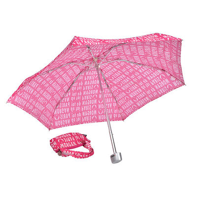 핑크색 서한은 3중 접힌 알루미늄 우산을 패턴화합니다