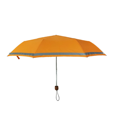 나무 손잡이가있는 3 접는 수동 개방형 21in 방풍 우산