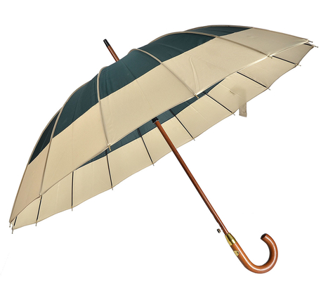 16 리브 나무 샤프트 RPET 명주 자동 오픈 우산