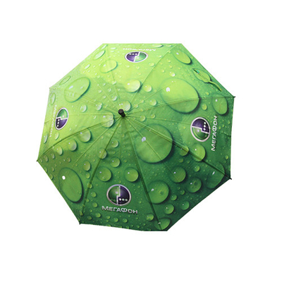 8mm 금속 샤프트가있는 녹색 빗방울 스트레이트 우산