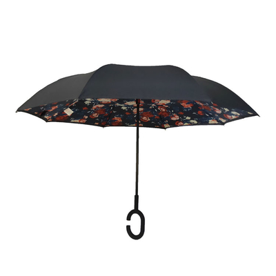 C 손잡이가있는 21inch 명주 더블 레이어 거꾸로 된 우산