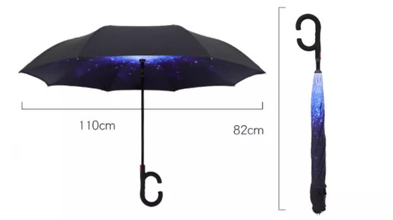 Ｃ는 190T 반대 인버트된 우산 이중 레이어 Inside Out 방풍 49 &quot; 아크를 취급합니다