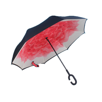 핸즈프리 Ｃ 핸들 반대 인버트된 우산 접힌 이중 레이어 방풍