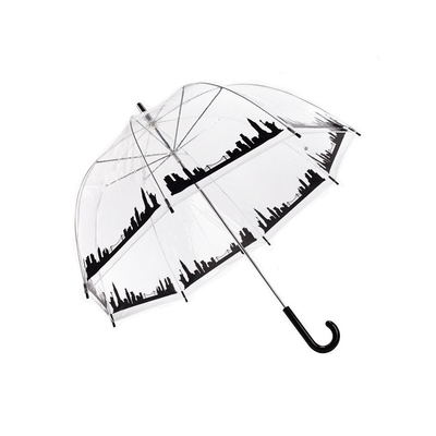 커스텀 로고 인쇄와 투명한 돔 형태 자동 PVC 태양 우산