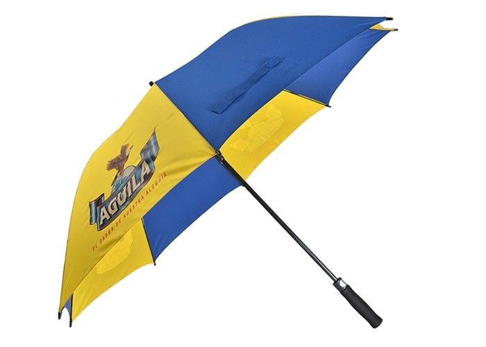 섬유유리 구조 EVA 거품 손잡이를 가진 파란 노란 선전용 골프 우산