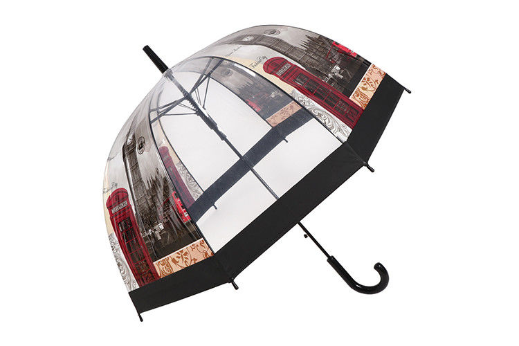 인쇄 POE 공간 돔 까만 손질을 가진 모양 우산 콤팩트 거품 우산